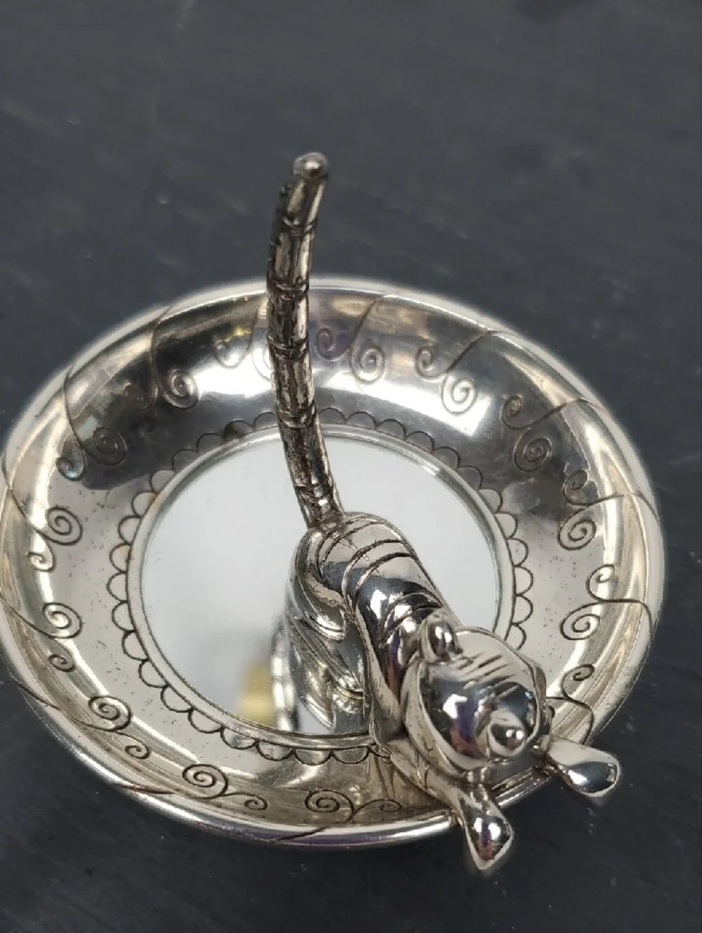 Brighton Silver-Tone Cat Ring Dish with Upright Tail